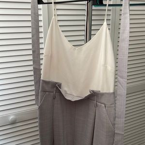 One piece business casual jumper. Grey bottoms/ white top.